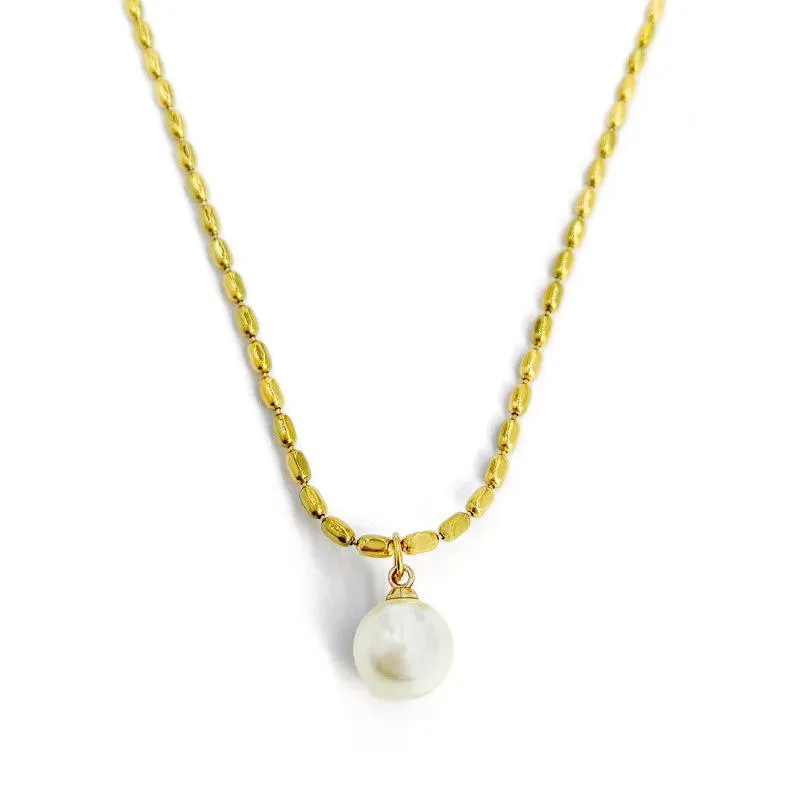 Gold Millet Grain Pearl Collarbone Necklace