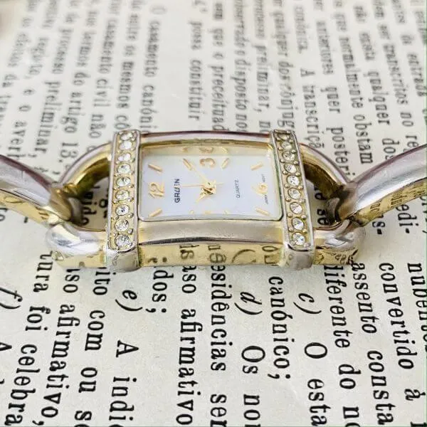 Gruen Watch Quartz Date Women Vintage Bracelet Cocktail