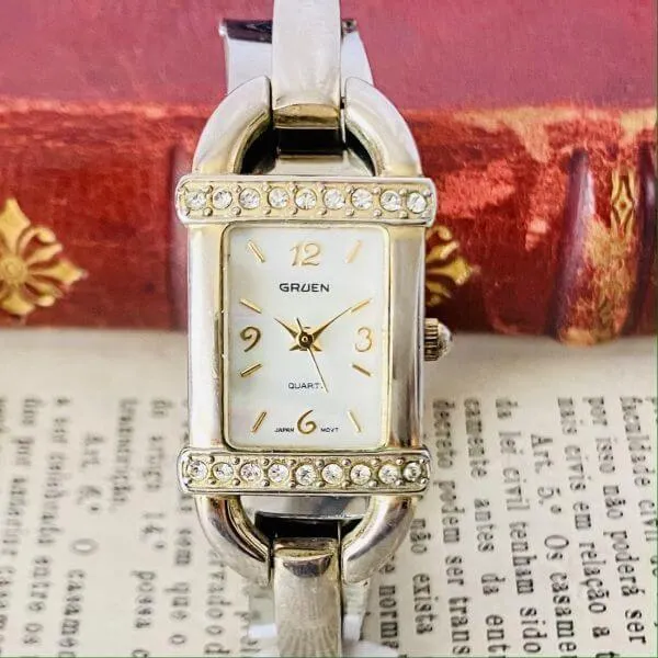 Gruen Watch Quartz Date Women Vintage Bracelet Cocktail