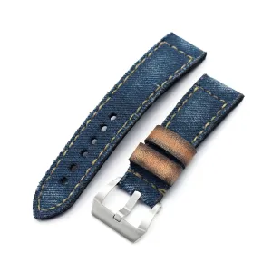 Gunny X MT Denim Blue Washed Canvas Watch Band, 24mm or 26mm