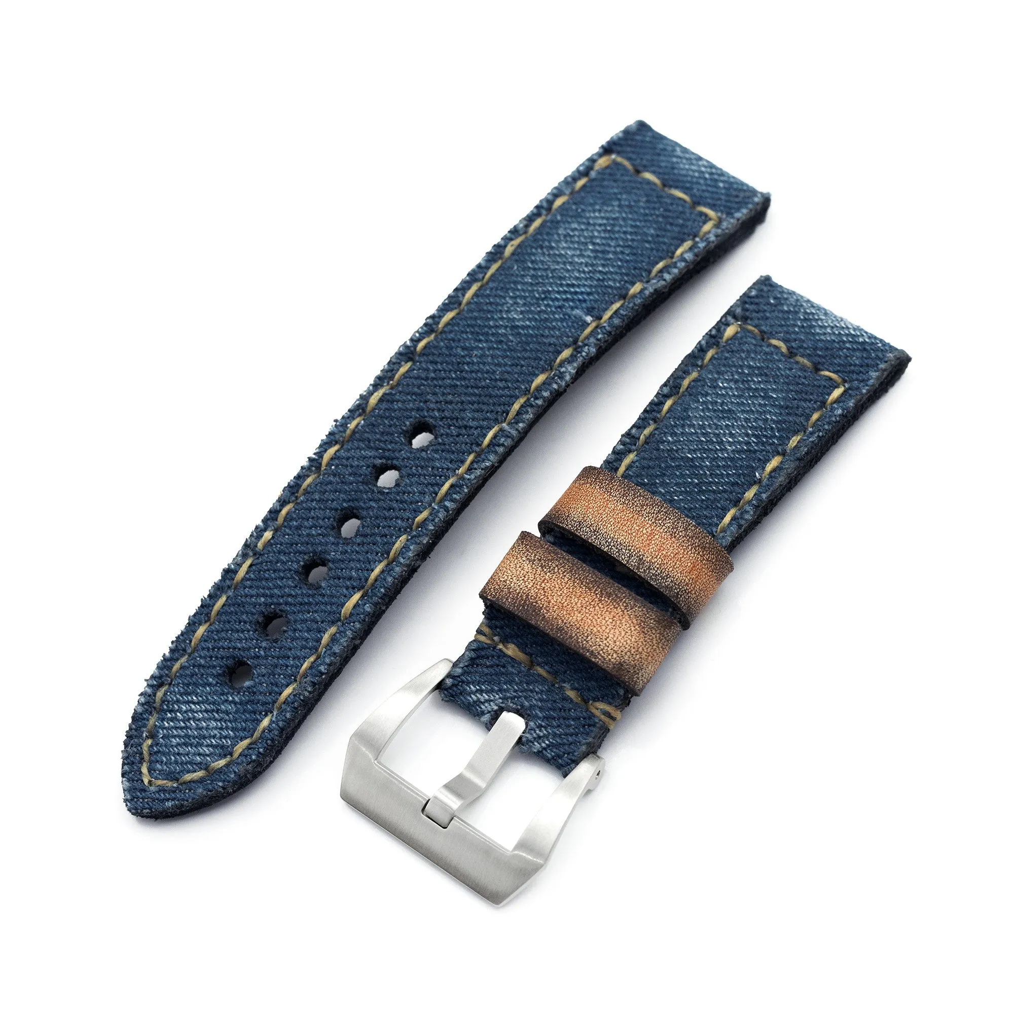 Gunny X MT Denim Blue Washed Canvas Watch Band, 24mm or 26mm