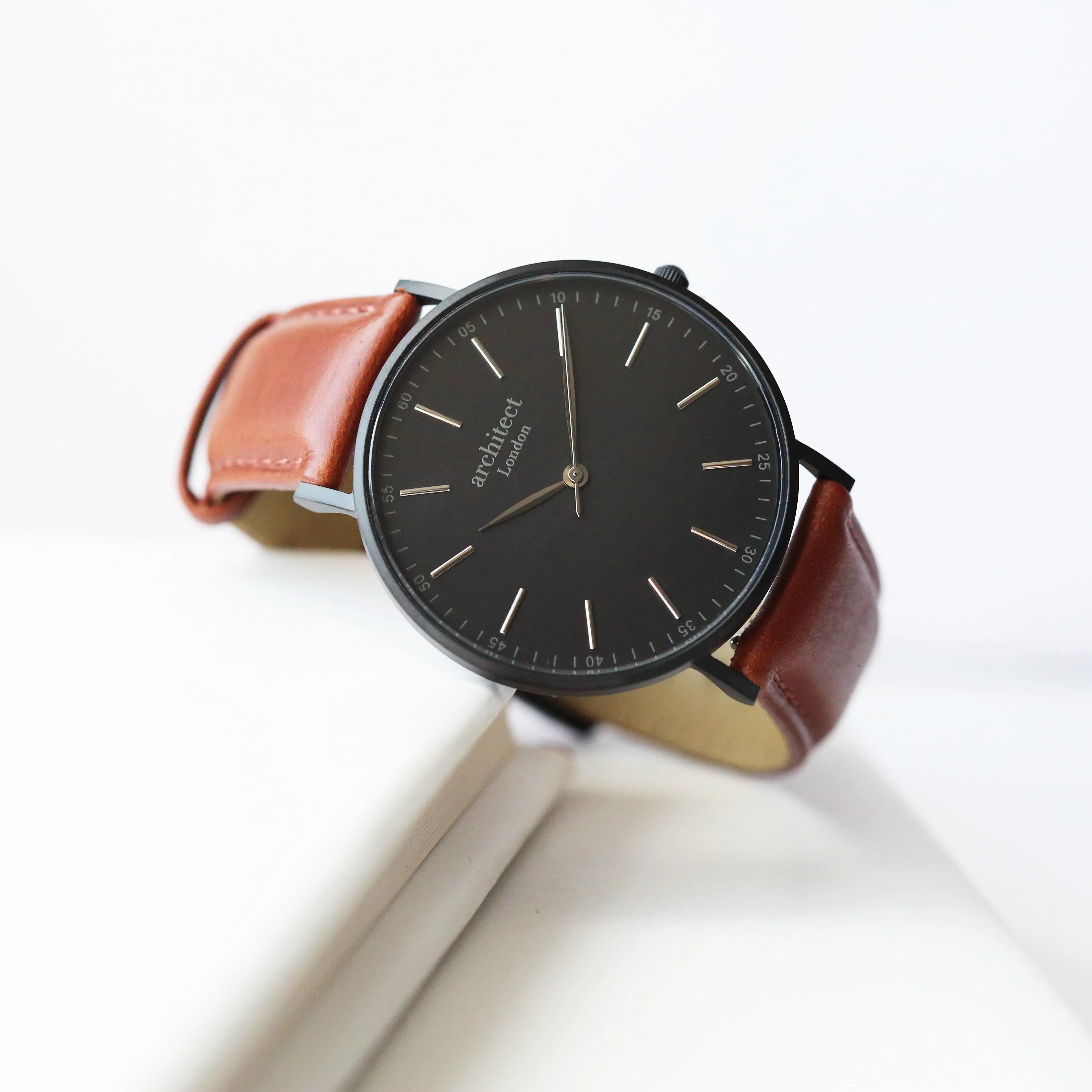 Handwriting Engraving - Men's Minimalist Watch, Walnut Strap