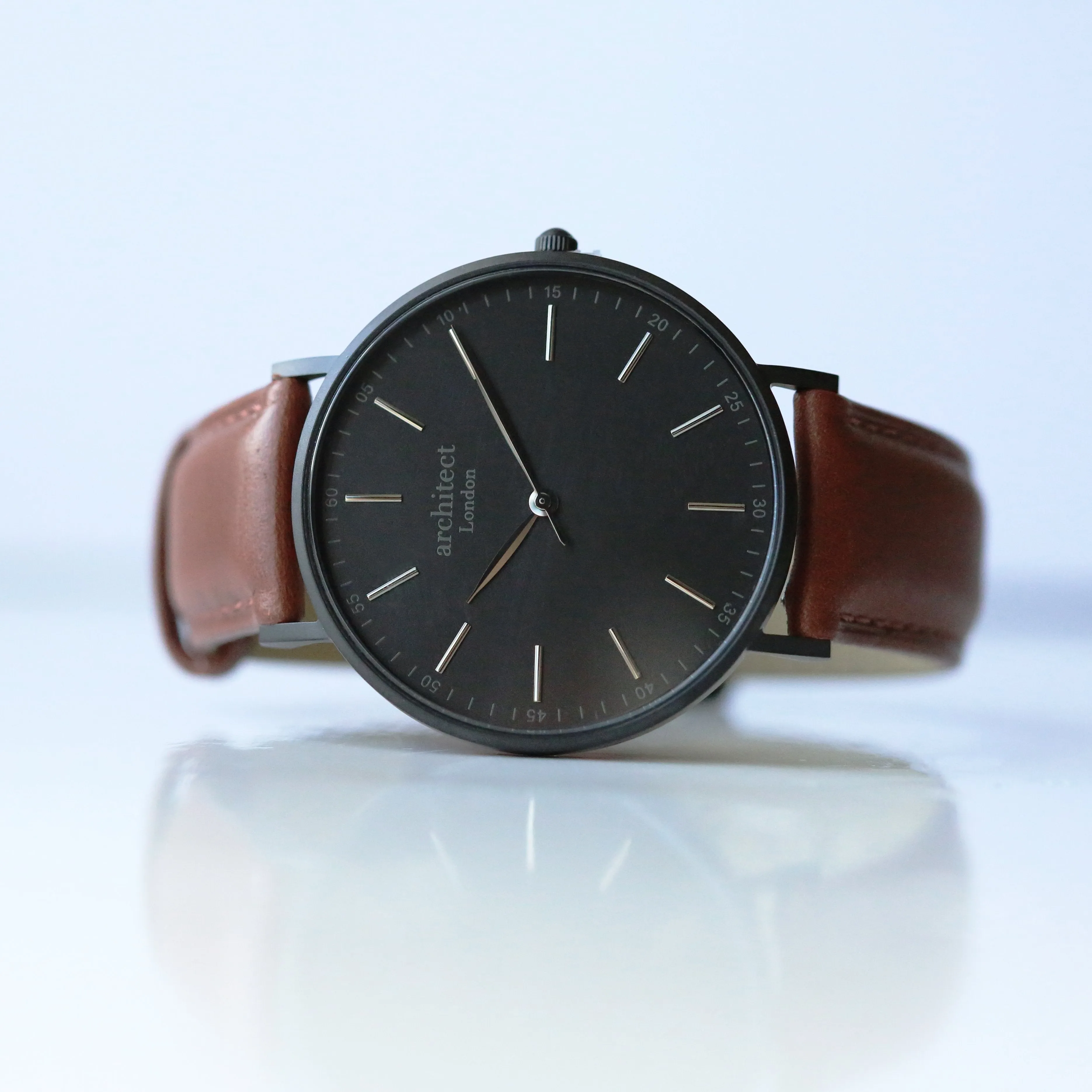 Handwriting Engraving - Men's Minimalist Watch, Walnut Strap