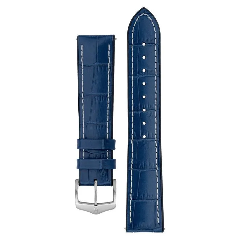 Hirsch GEORGE Alligator Embossed Performance Watch Strap in BLUE