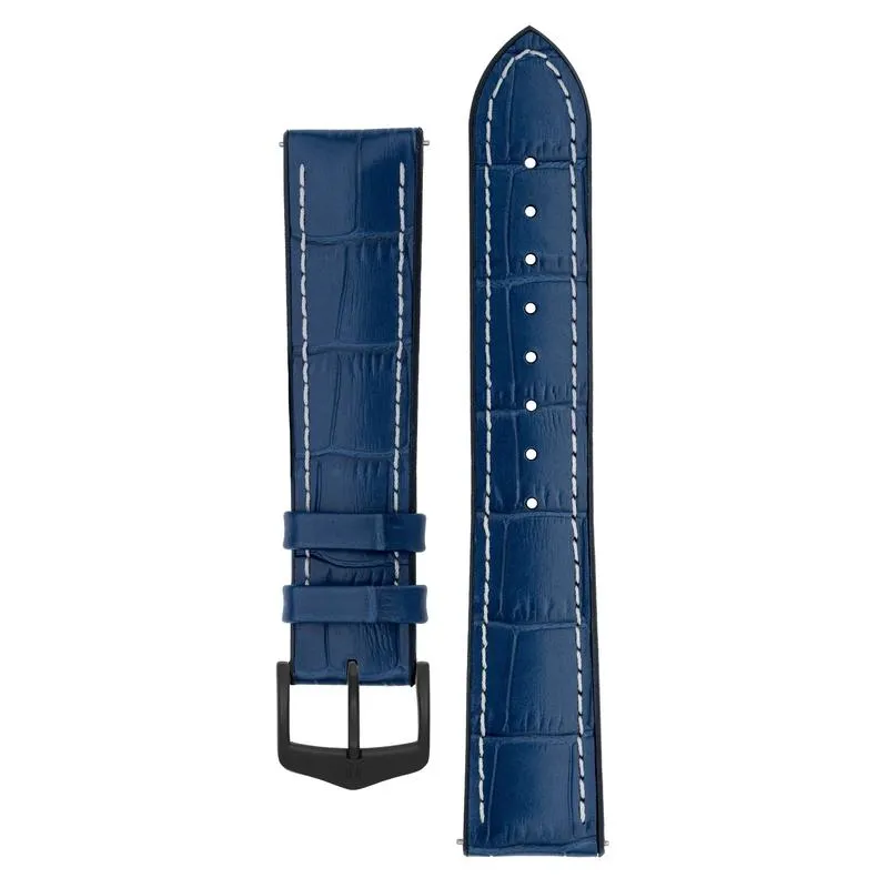 Hirsch GEORGE Alligator Embossed Performance Watch Strap in BLUE