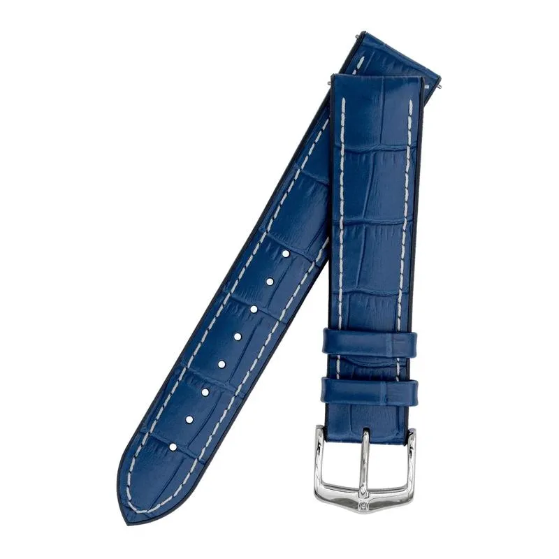 Hirsch GEORGE Alligator Embossed Performance Watch Strap in BLUE