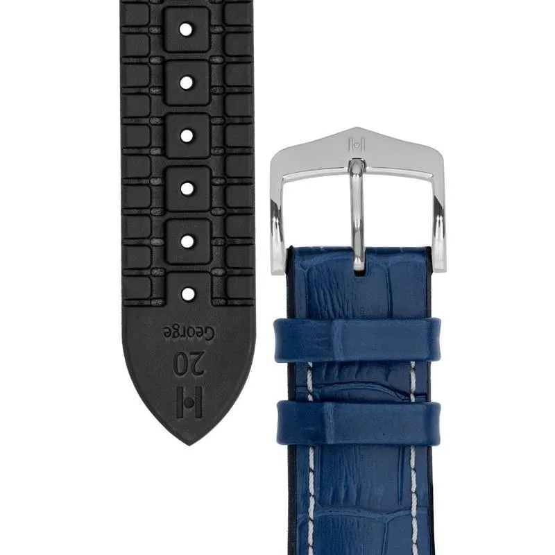 Hirsch GEORGE Alligator Embossed Performance Watch Strap in BLUE