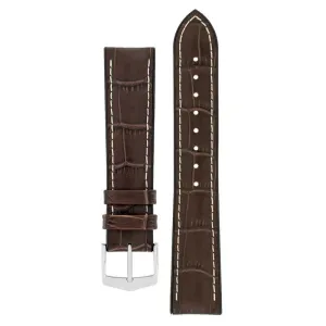 Hirsch GEORGE Alligator Embossed Performance Watch Strap in BROWN