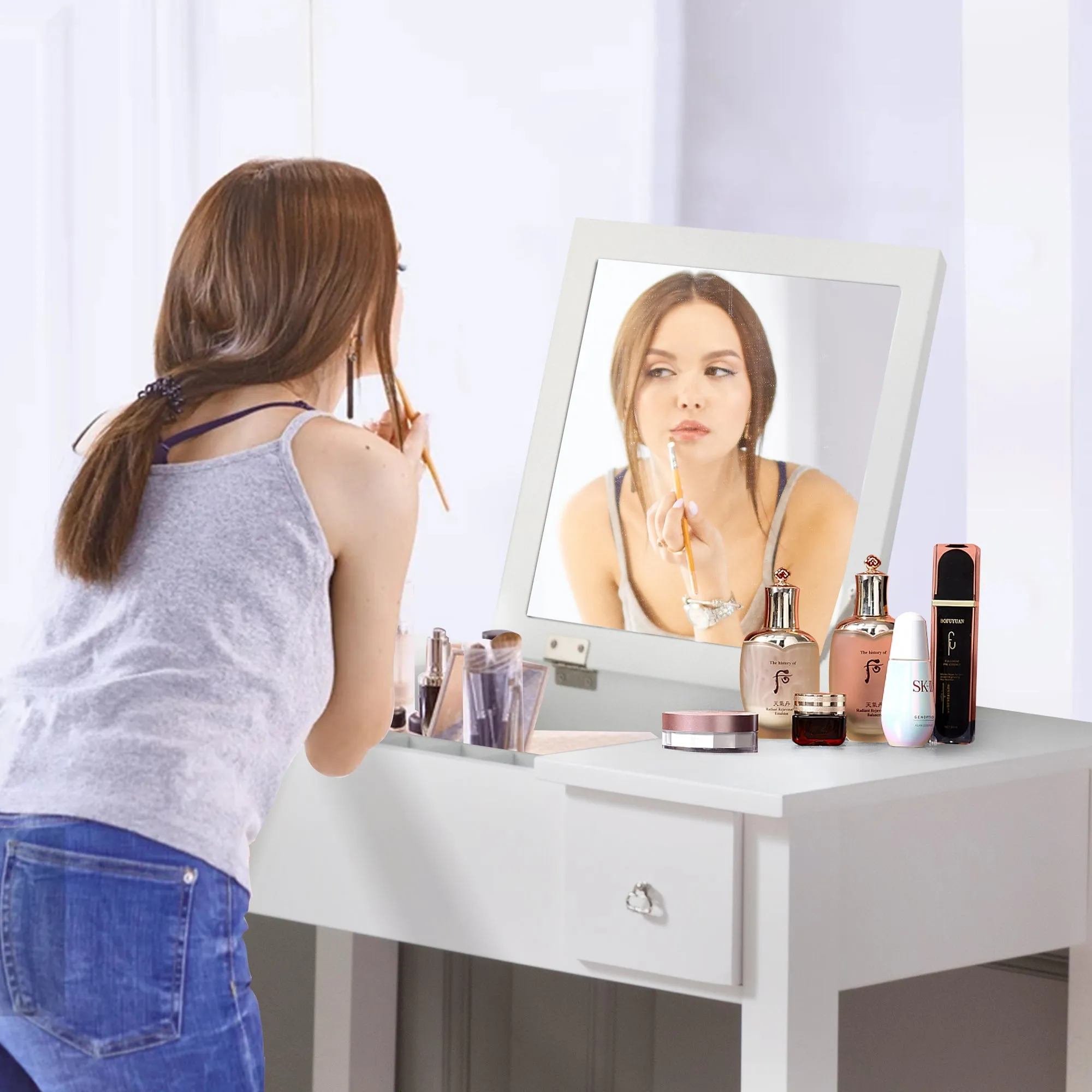 Huda Accent Vanity Table with Flip-Top Mirror