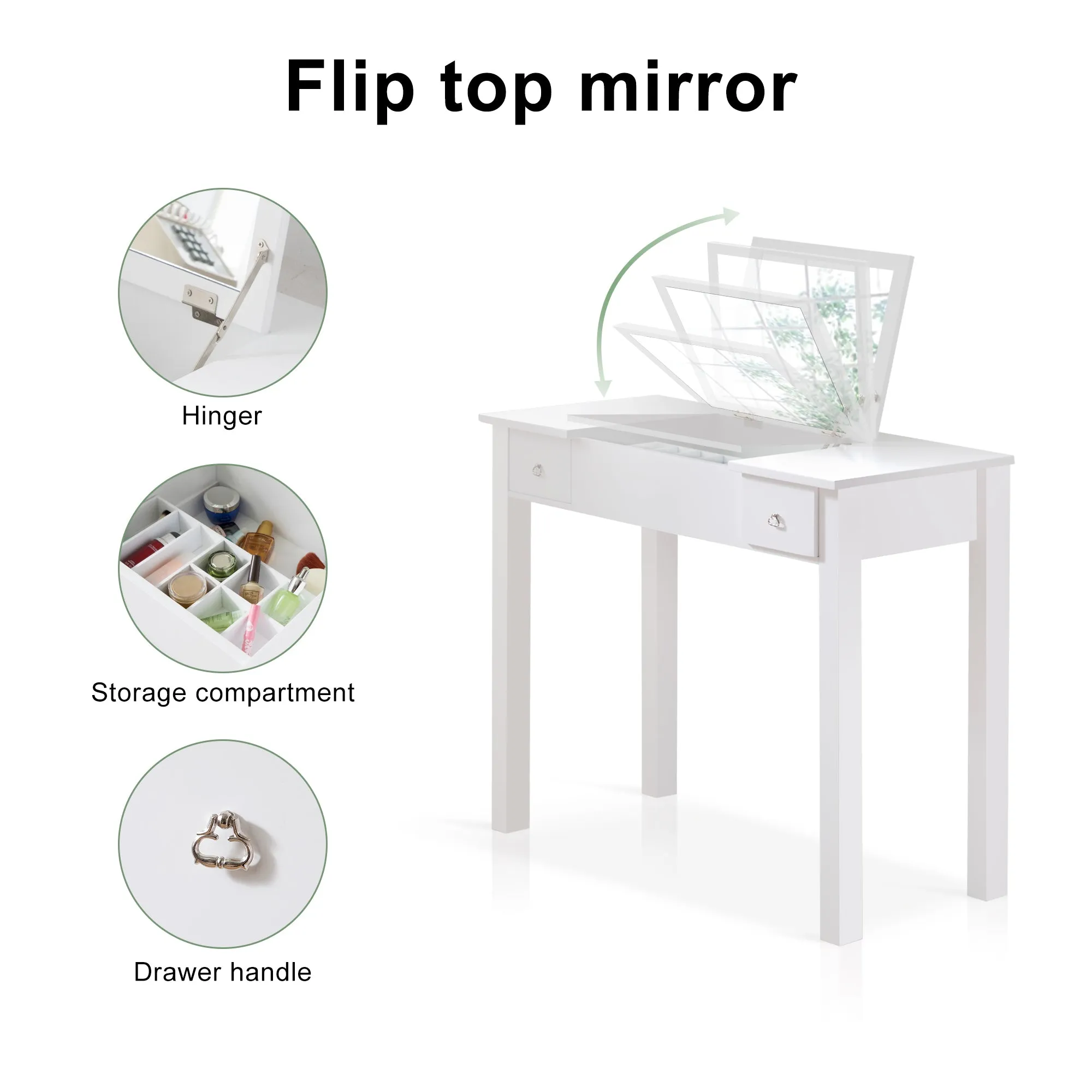 Huda Accent Vanity Table with Flip-Top Mirror