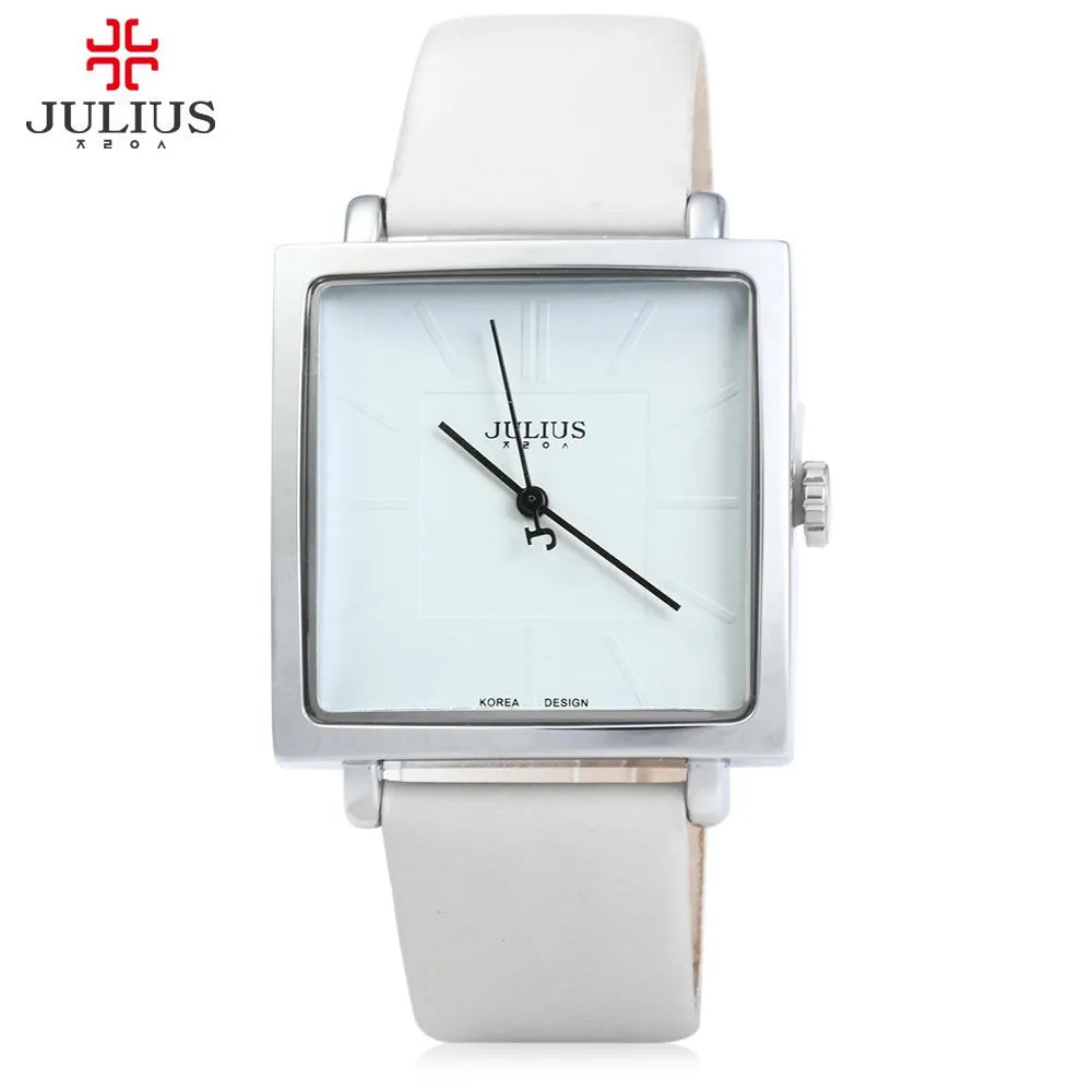 JULIUS Quartz Brand Lady Watches Women Luxury Rose Gold Antique Square Casual Leather Dress Wrist watch Relogio Feminino Montre