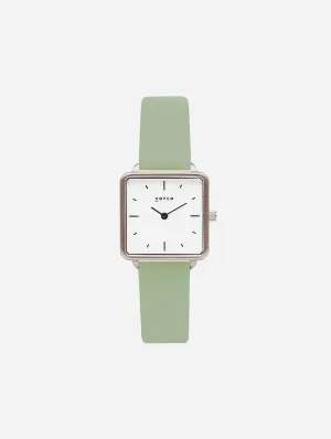 Kindred Watch with Silver & White Dial | Sage Vegan Leather Strap