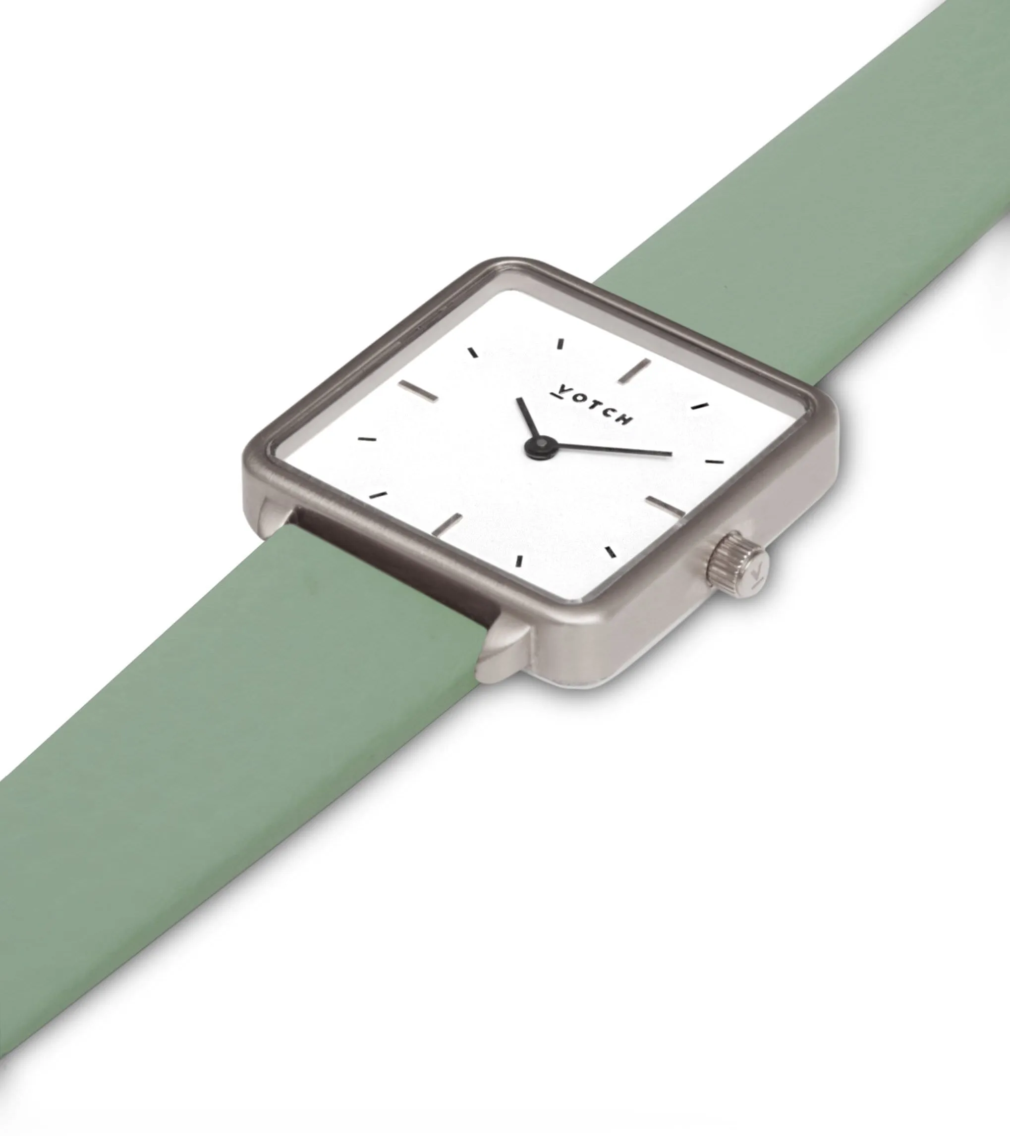 Kindred Watch with Silver & White Dial | Sage Vegan Leather Strap