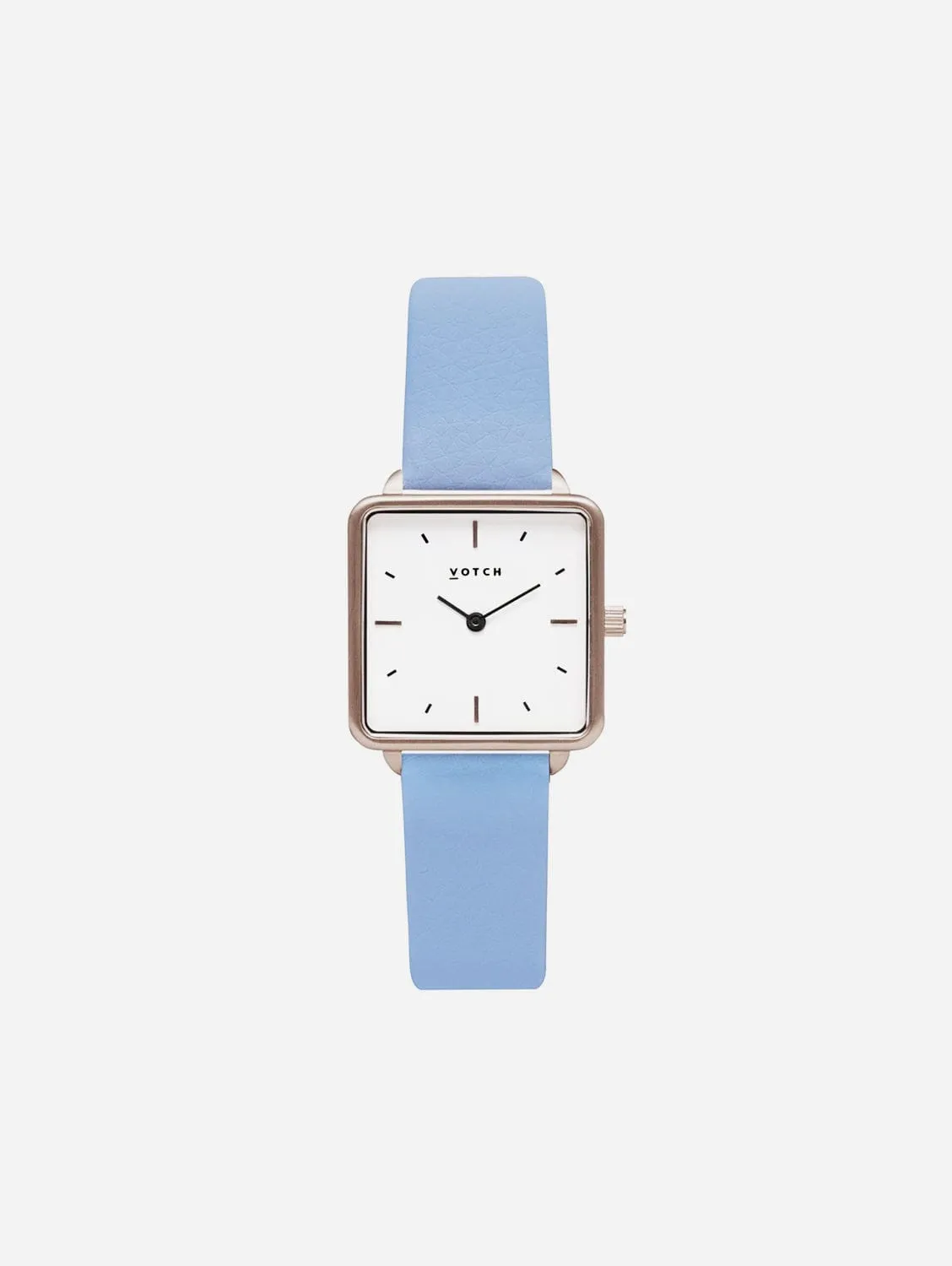 Kindred Watch with Silver & White Dial | Sky Blue Vegan Leather Strap