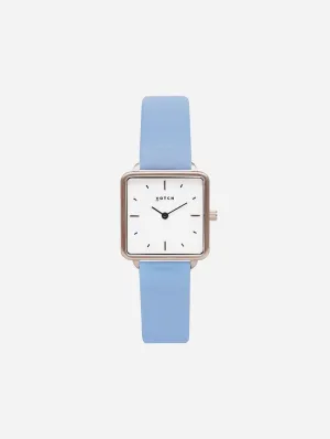 Kindred Watch with Silver & White Dial | Sky Blue Vegan Leather Strap