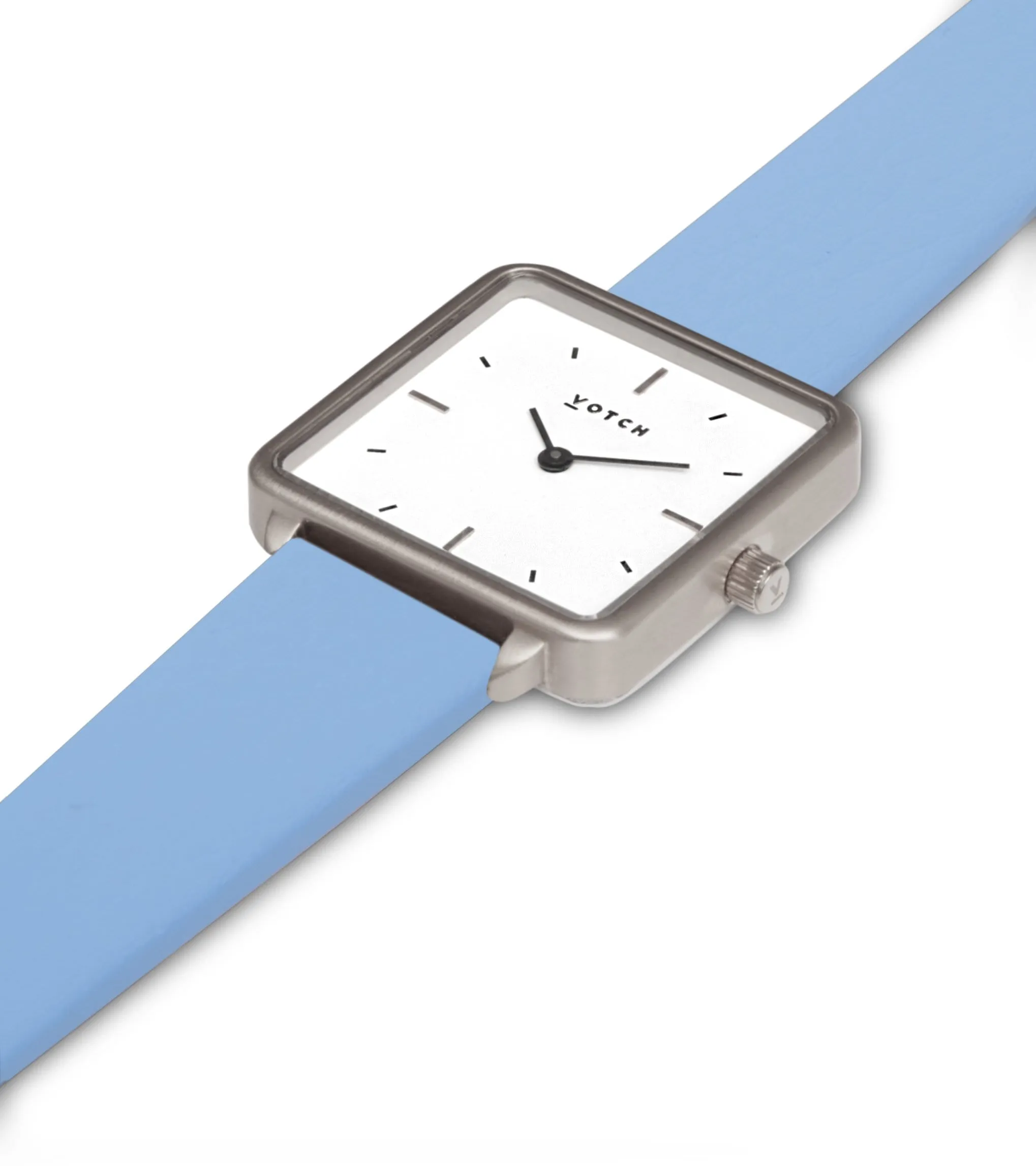 Kindred Watch with Silver & White Dial | Sky Blue Vegan Leather Strap