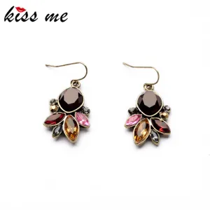 KISS ME Statement Jewelry 2016 Graceful Resin Stone Antique Gold Color Drop Earrings Accessories for Women