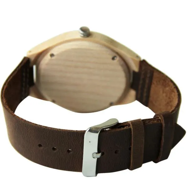 Leather Bamboo Wooden Watch