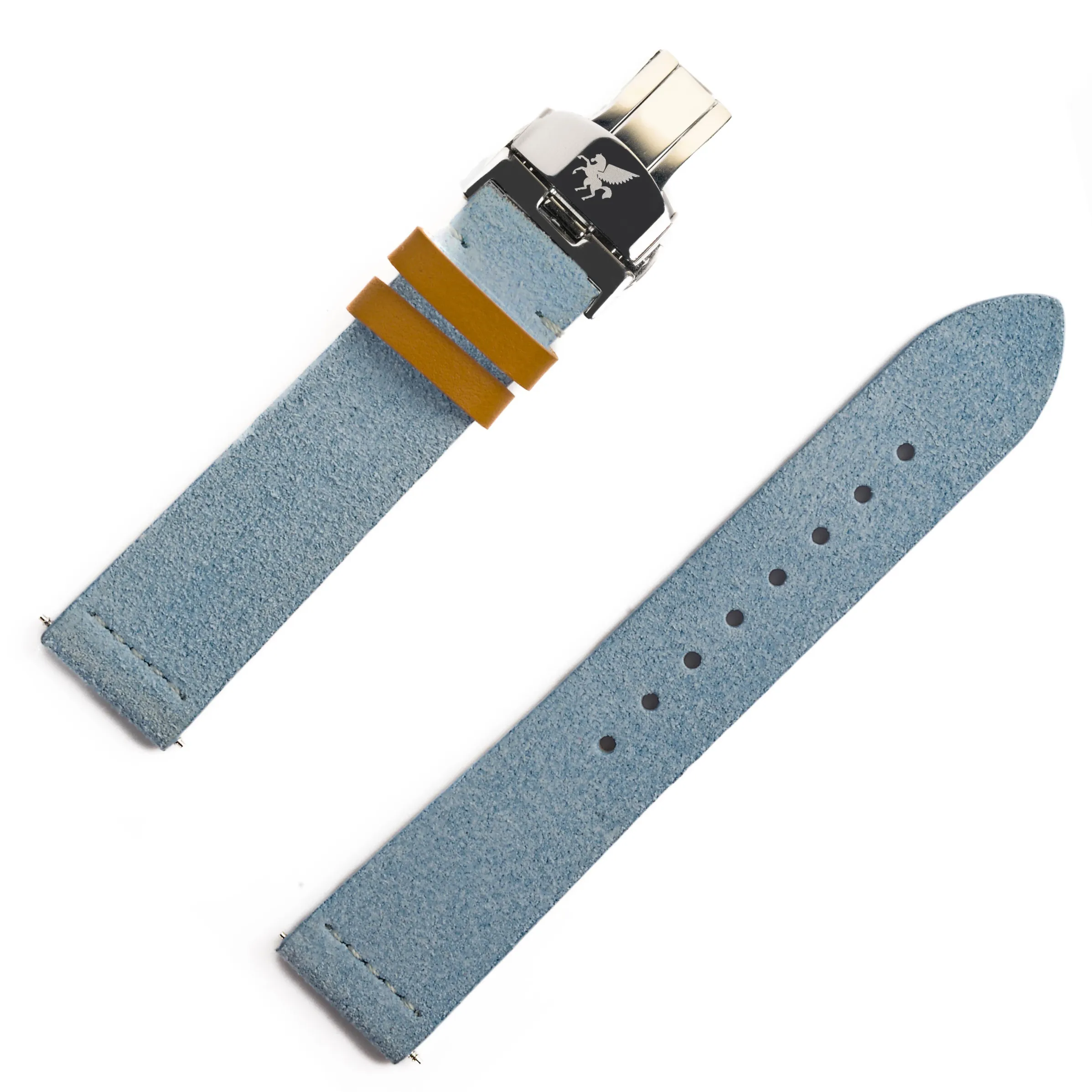 LS.05 Denim Blue Italian Suede Leather Strap w/ Butterfly Buckle