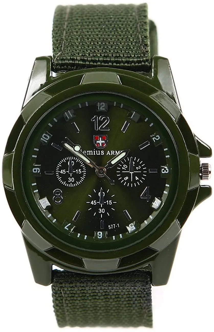 Lsvtrus Men'S Sport Style Swiss Military Army Pilot Fabric Strap Watch Green