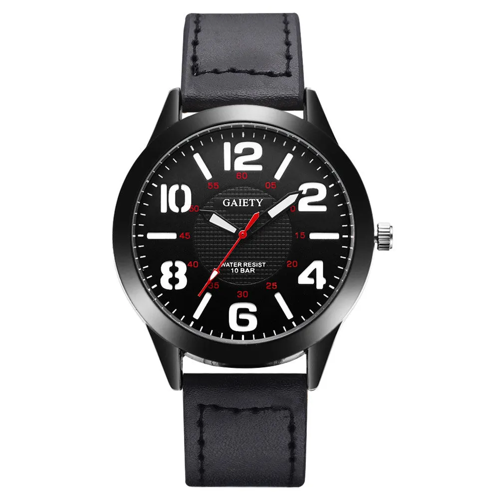 Male Fashion  Leather Strap Quartz Watch