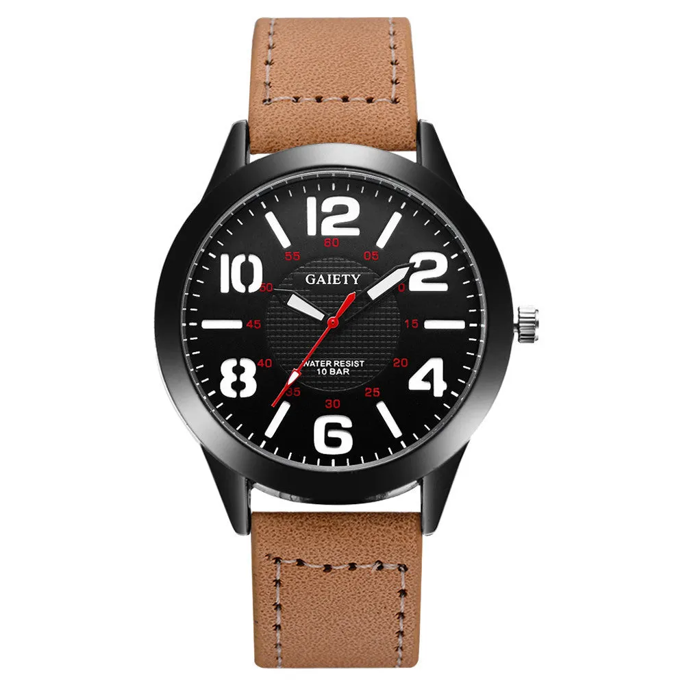 Male Fashion  Leather Strap Quartz Watch