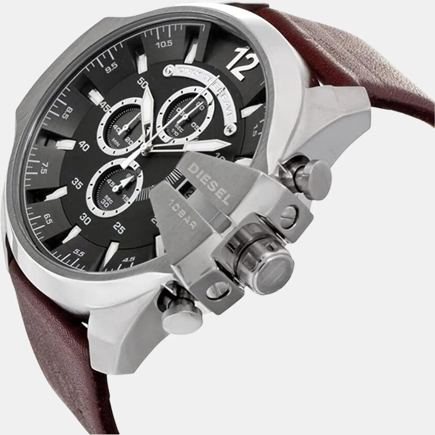 Men's Black Leather Chronograph Watch DZ4290