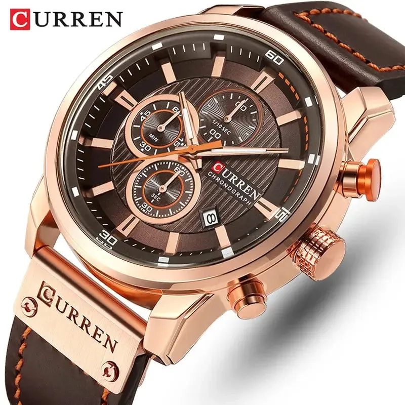 Men's Leather Sports Chronograph Watch