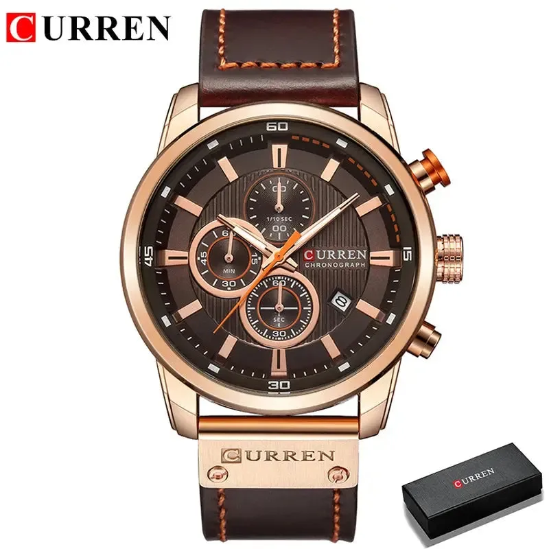 Men's Leather Sports Chronograph Watch