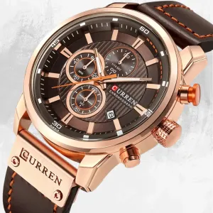 Men's Leather Sports Chronograph Watch