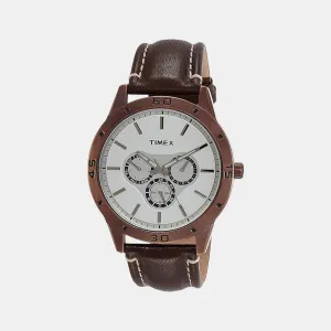 Men's Silver Analog Leather Watch TW000U916