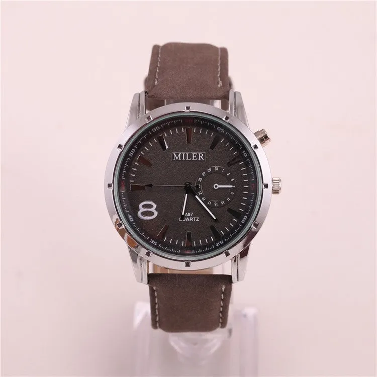 Miler Brand Mens Watches Top Brand Luxury Quartz Male Clock Casual Leather Band Watch Military Wristwatch Relogio Male