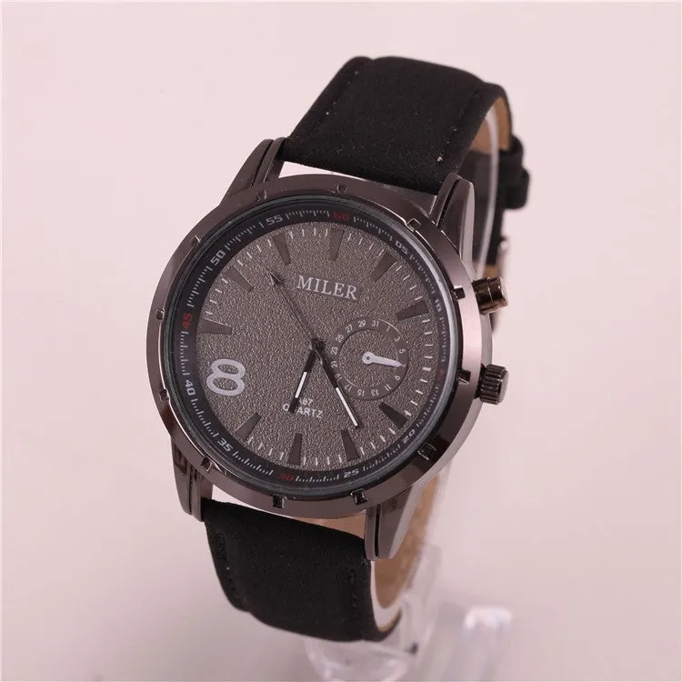 Miler Brand Mens Watches Top Brand Luxury Quartz Male Clock Casual Leather Band Watch Military Wristwatch Relogio Male