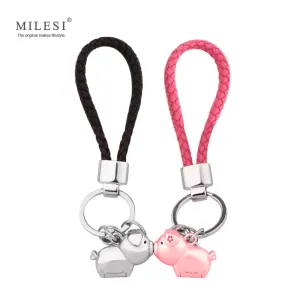 Milesi 3D kiss pig couple keychain for Lovers Gift Trinket lovely key holder women present Chaveiro Innovative Items with K0192