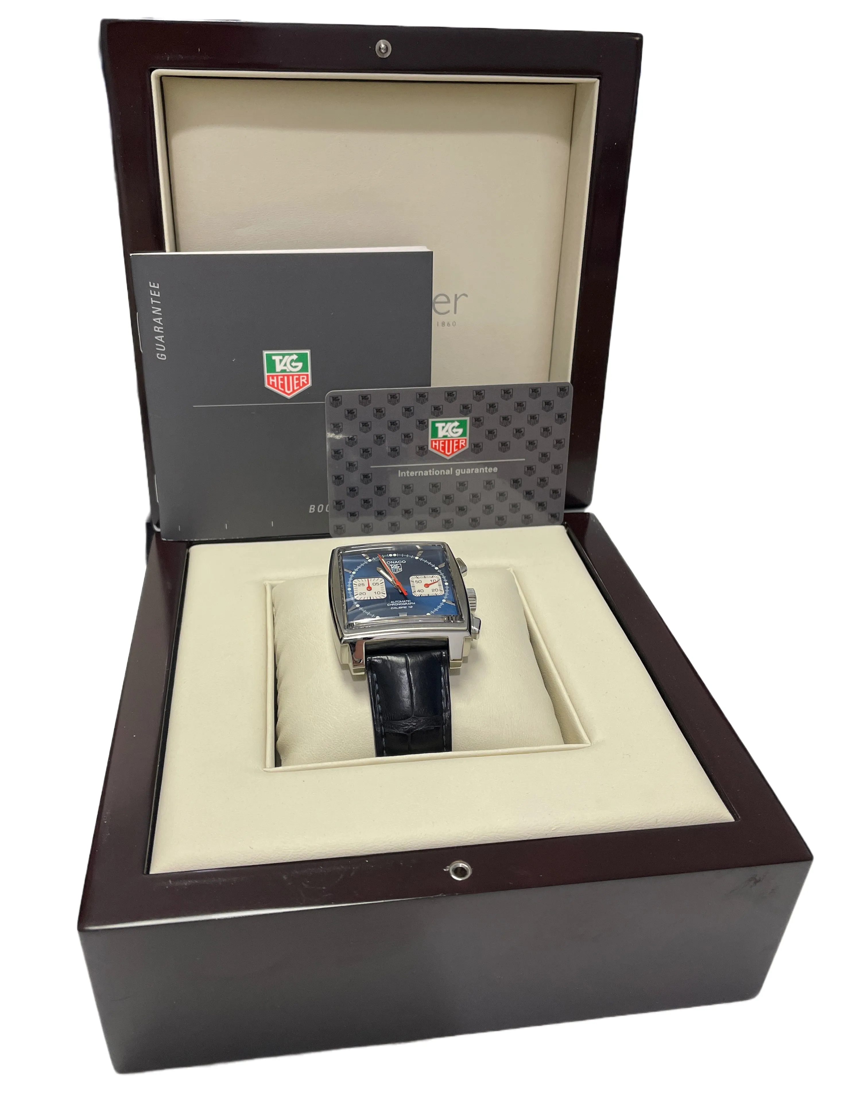 MINT PAPERS Tag Heuer Monaco Steve McQueen Blue 39mm CAW2111 PAPERS Watch BOX