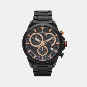 Modern Black Chronograph Men Stainless Steel Watch 7011M-M4404