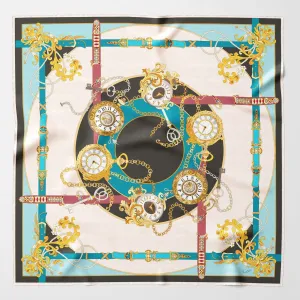 Moment in Time - Hand Rolled Silk Foulard - Aqua