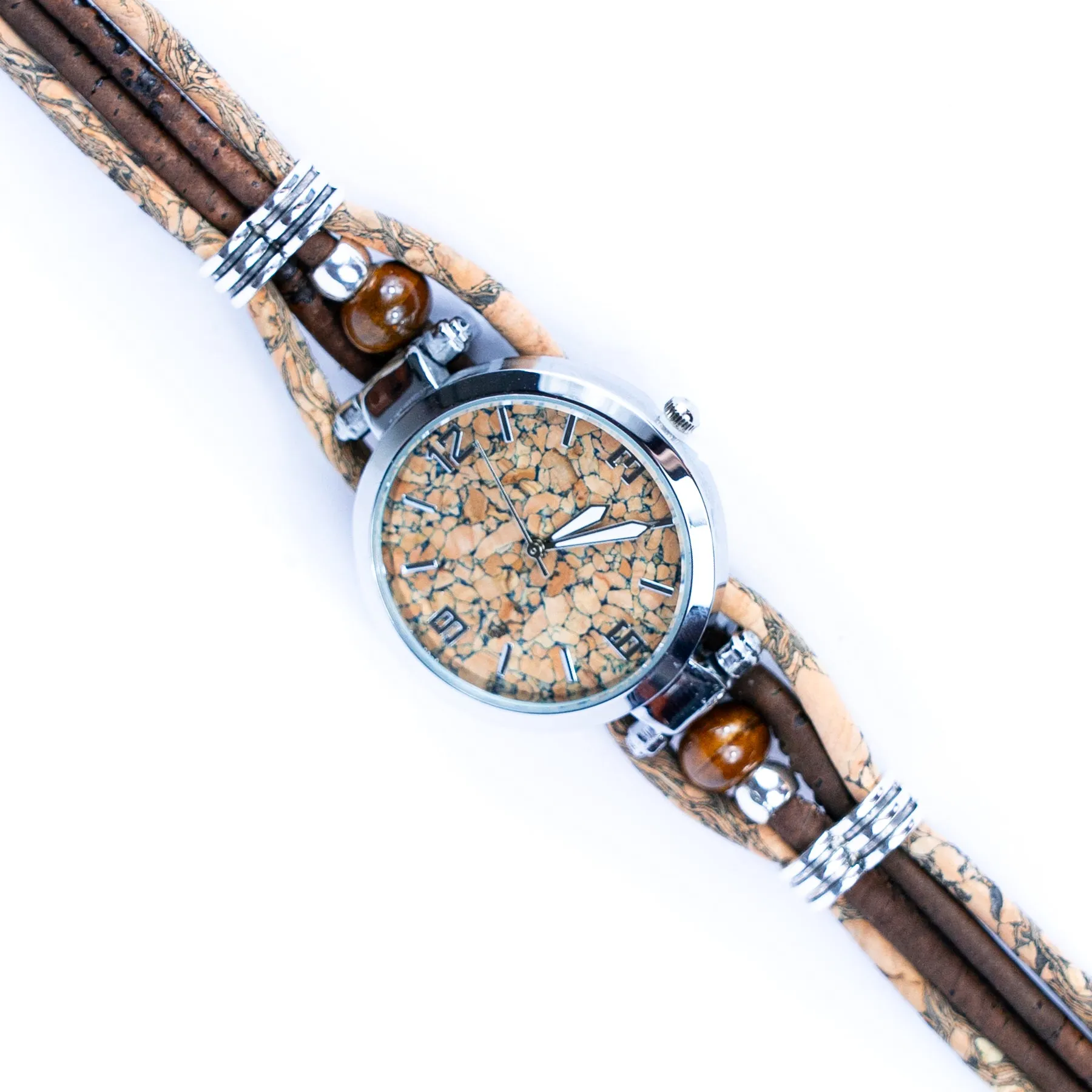 Natural Colored Cork Threads and Ceramic Beads Handmade DIY Ladies Fashion Watch WA-449