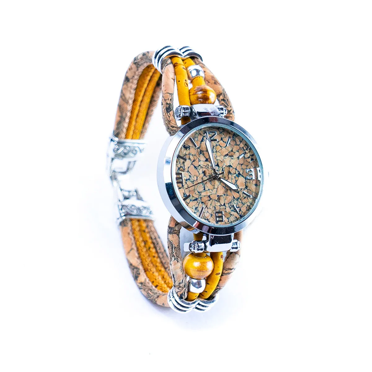 Natural Colored Cork Threads and Ceramic Beads Handmade DIY Ladies Fashion Watch WA-449