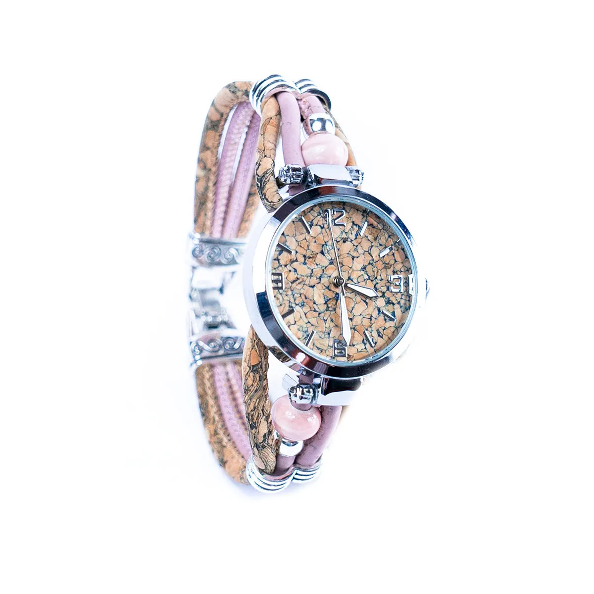 Natural Colored Cork Threads and Ceramic Beads Handmade DIY Ladies Fashion Watch WA-449