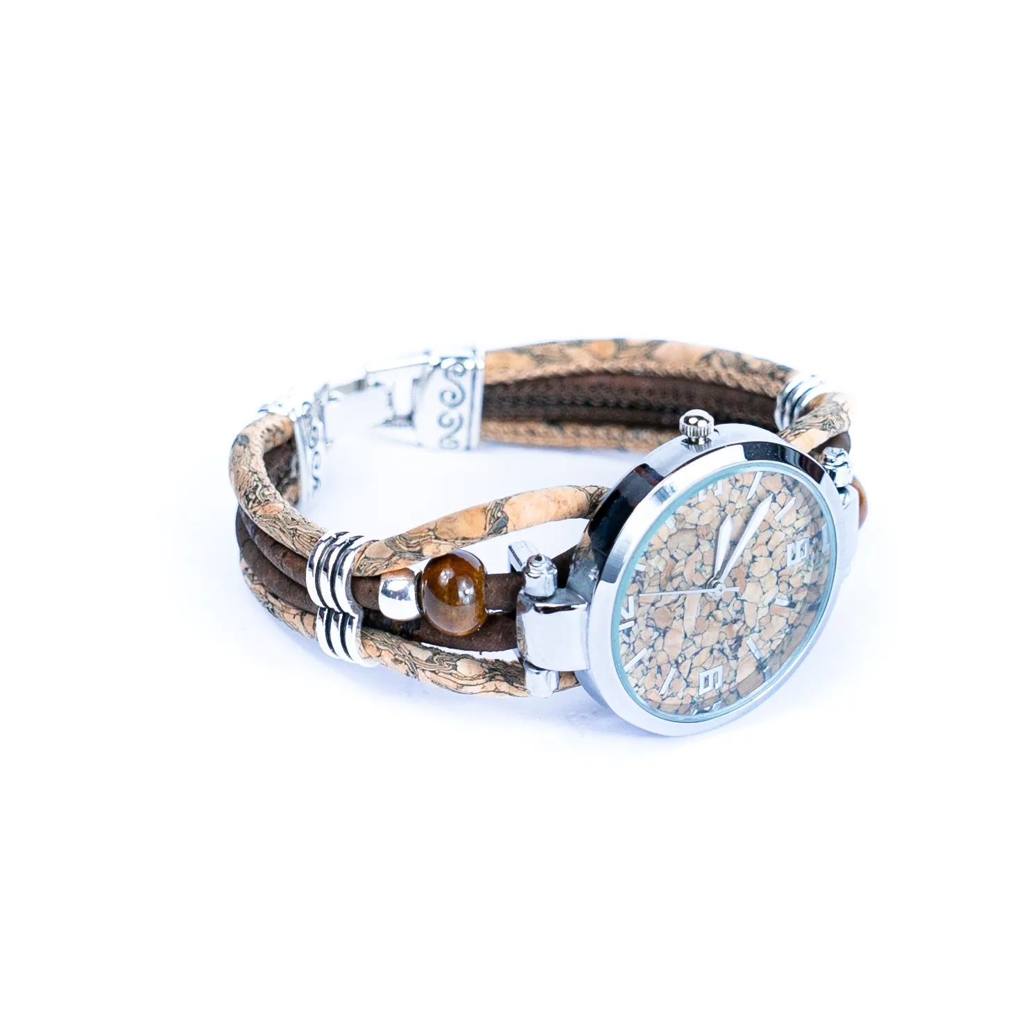 Natural Colored Cork Threads and Ceramic Beads Handmade DIY Ladies Fashion Watch WA-449