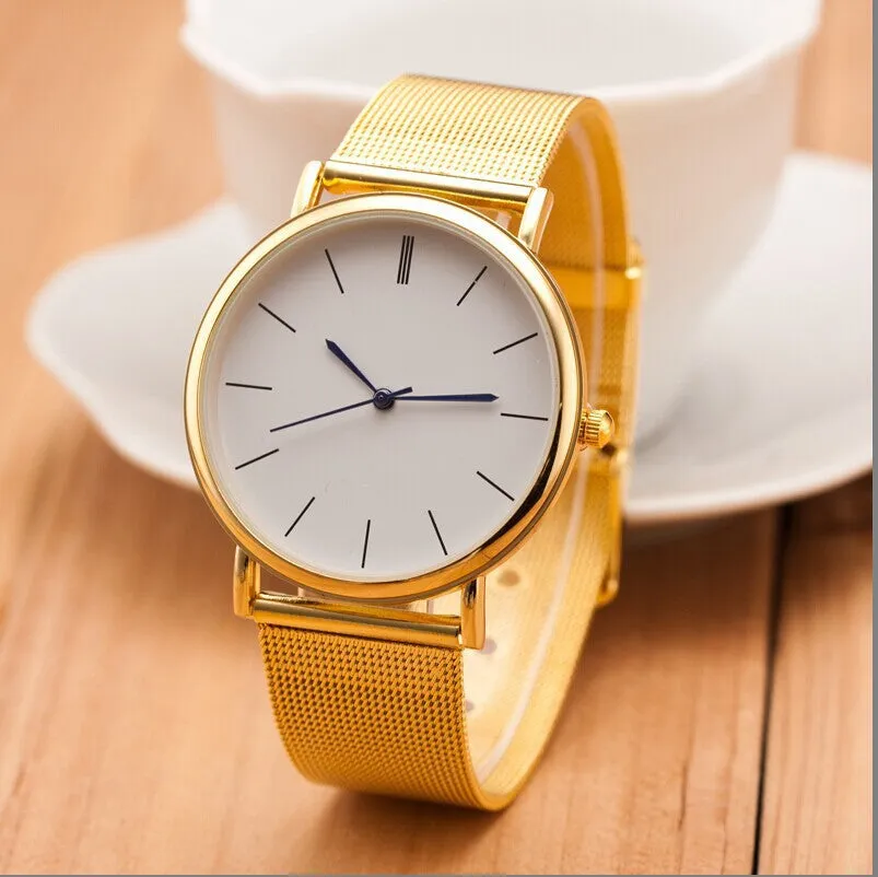 New Famous Brand Silver Casual Geneva Quartz Watch Women Metal Mesh Stainless Steel Dress Watches Relogio Feminino Clock