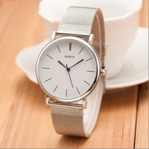 New Famous Brand Silver Casual Geneva Quartz Watch Women Metal Mesh Stainless Steel Dress Watches Relogio Feminino Clock