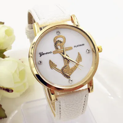 New Fashion Anchor Watches Leather GENEVA Watches For Women Dress Watches Quartz Watches