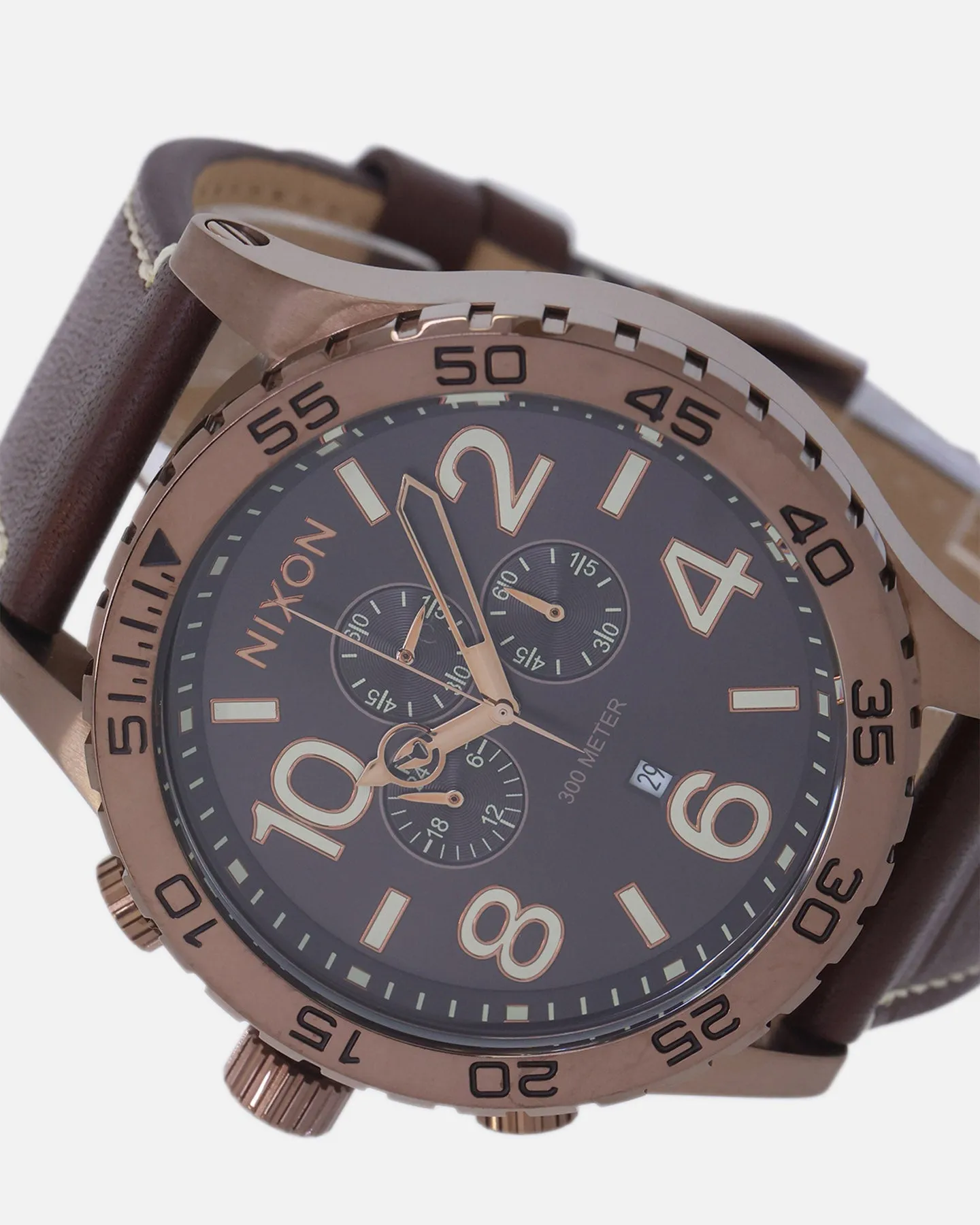 Nixon 51-30 Chrono Leather Watch Chocolate/Dark Roast Brown