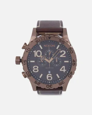 Nixon 51-30 Chrono Leather Watch Chocolate/Dark Roast Brown