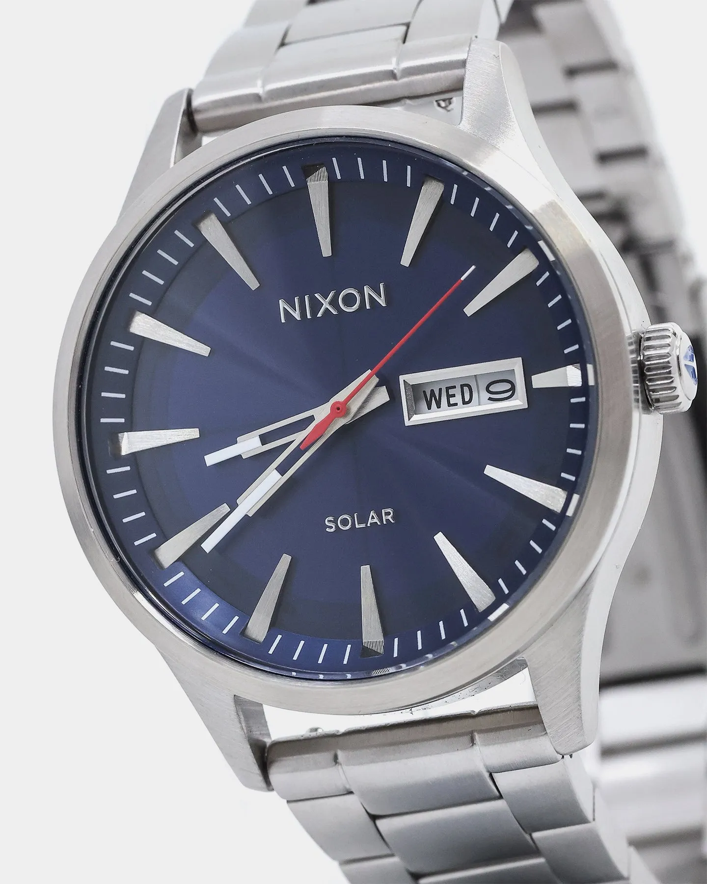 Nixon Sentry Solar Stainless Steel Watch Navy/Silver