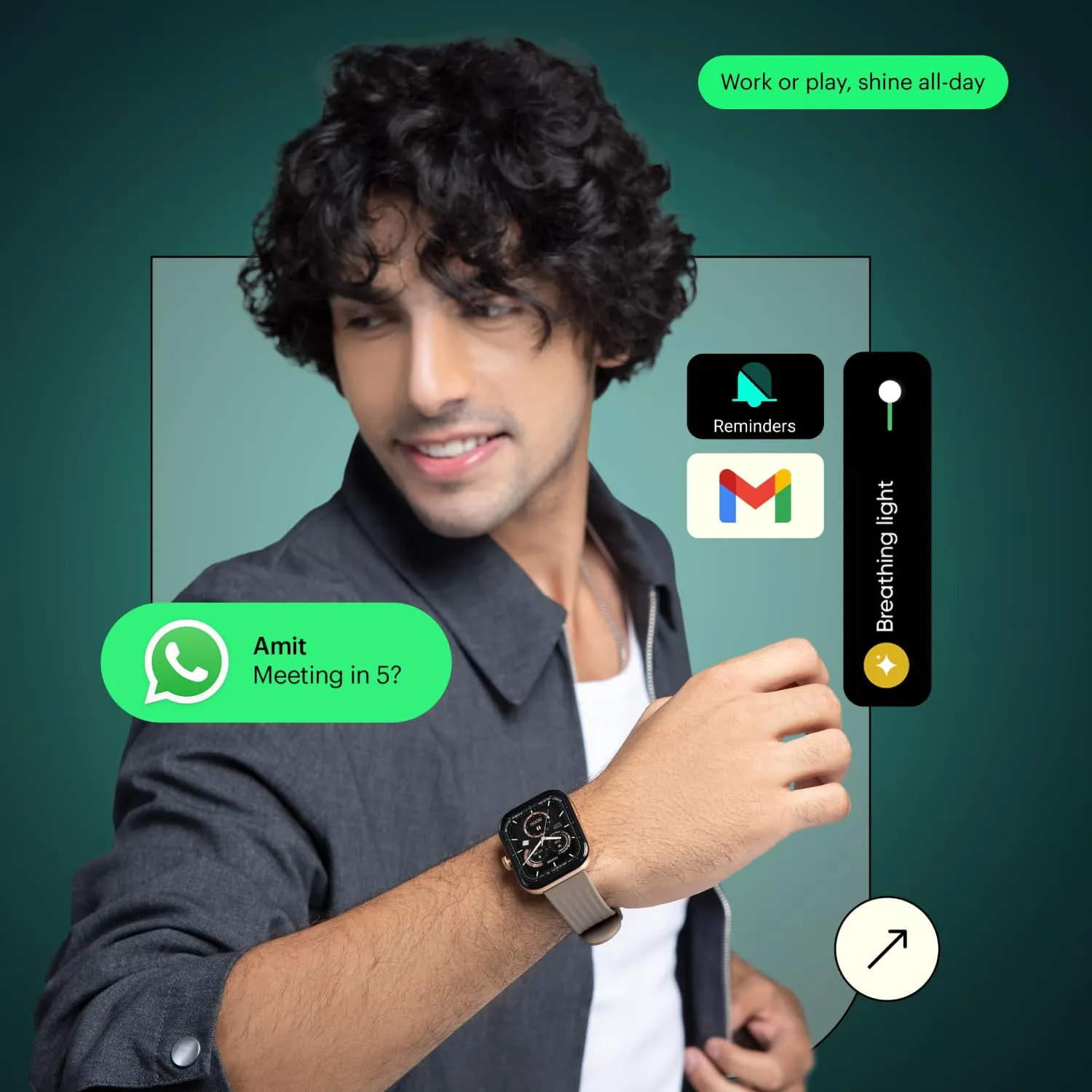 Noise Ultra 3 Luminary Smart Watch with India's 1st Ever Personalised Notification Alerts (Lumilert), 1.96" AMOLED, Premium Metallic Dial,Send Upto 5 Emojis (Lumiping), Health Suite (Olive Green)