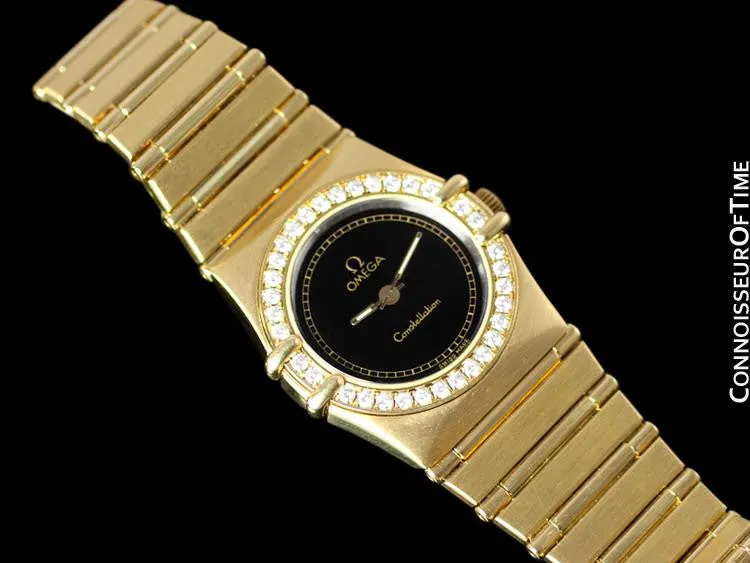 Omega Ladies Constellation Bracelet Watch - 18K Gold & Original Omega Factory Set Diamonds