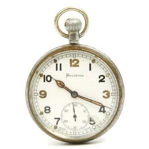 Original British WWII Army GS/TP Pocket Watch by Helvetia - Fully Functional